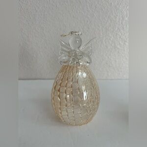 BLOWN GLASS AND BELL SHAPED ANGEL ORNAMENT HOLDING A STAR FOR WISHES AND DREAMS